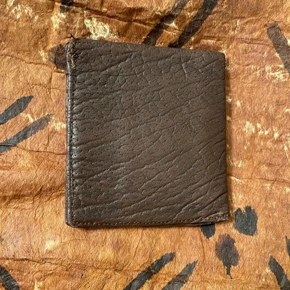 Vintage Bosca Authentic African Elephant Leather Bifold Wallet Dark Brown O/S - Picture 2 of 6